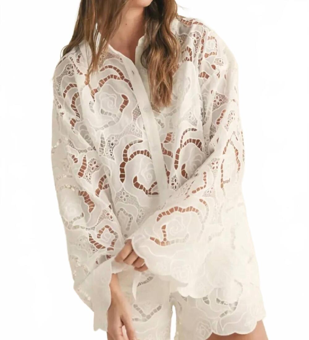 NEW MIOU MUSE floral lace blouse in white